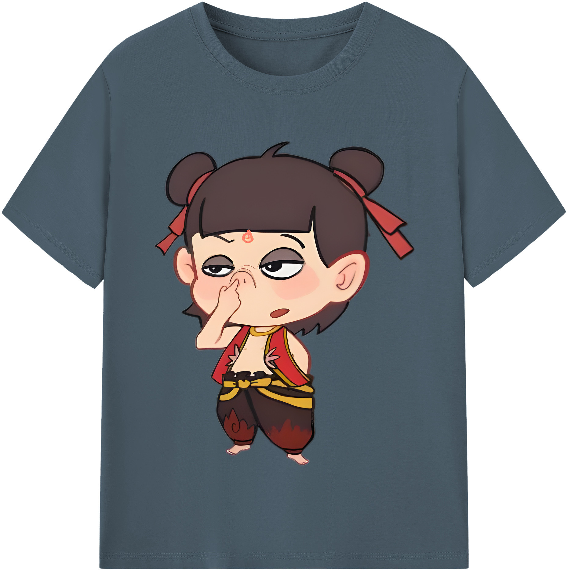 （画像用） Ne Zha 2 ナタ 魔童の大暴れ 綿100％半袖Tシャツ（フロントプリント）